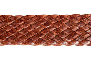 Braided Leather Belt - 9 Strand - Tan (thin) - The Kangaroo Belt Company Close up