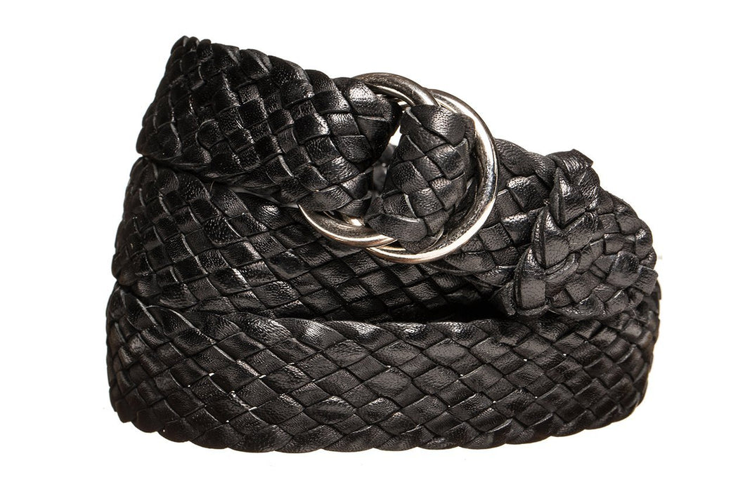 Leather Belt - 9 Strand - Black (thin) - The Kangaroo Belt Company