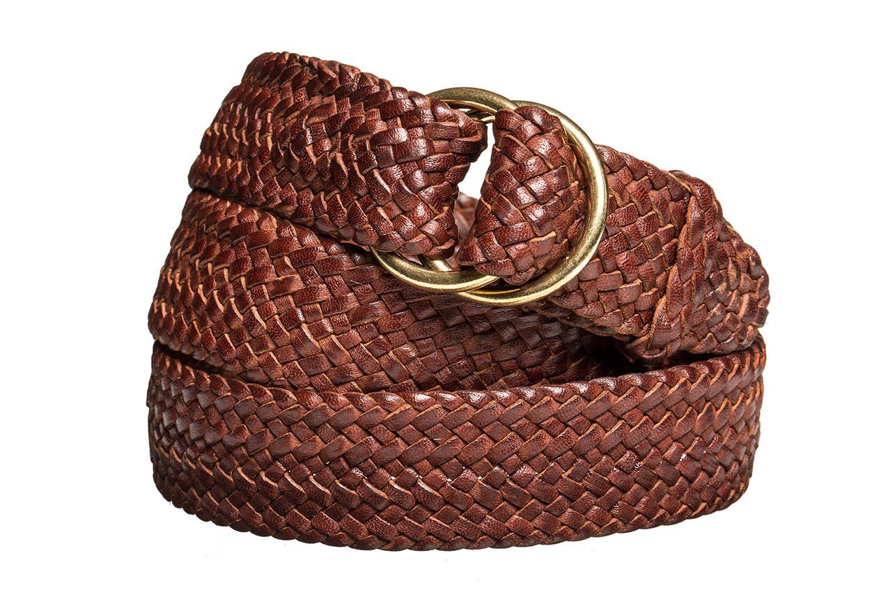 Braided Leather Belt 17 Strand Dark Brown