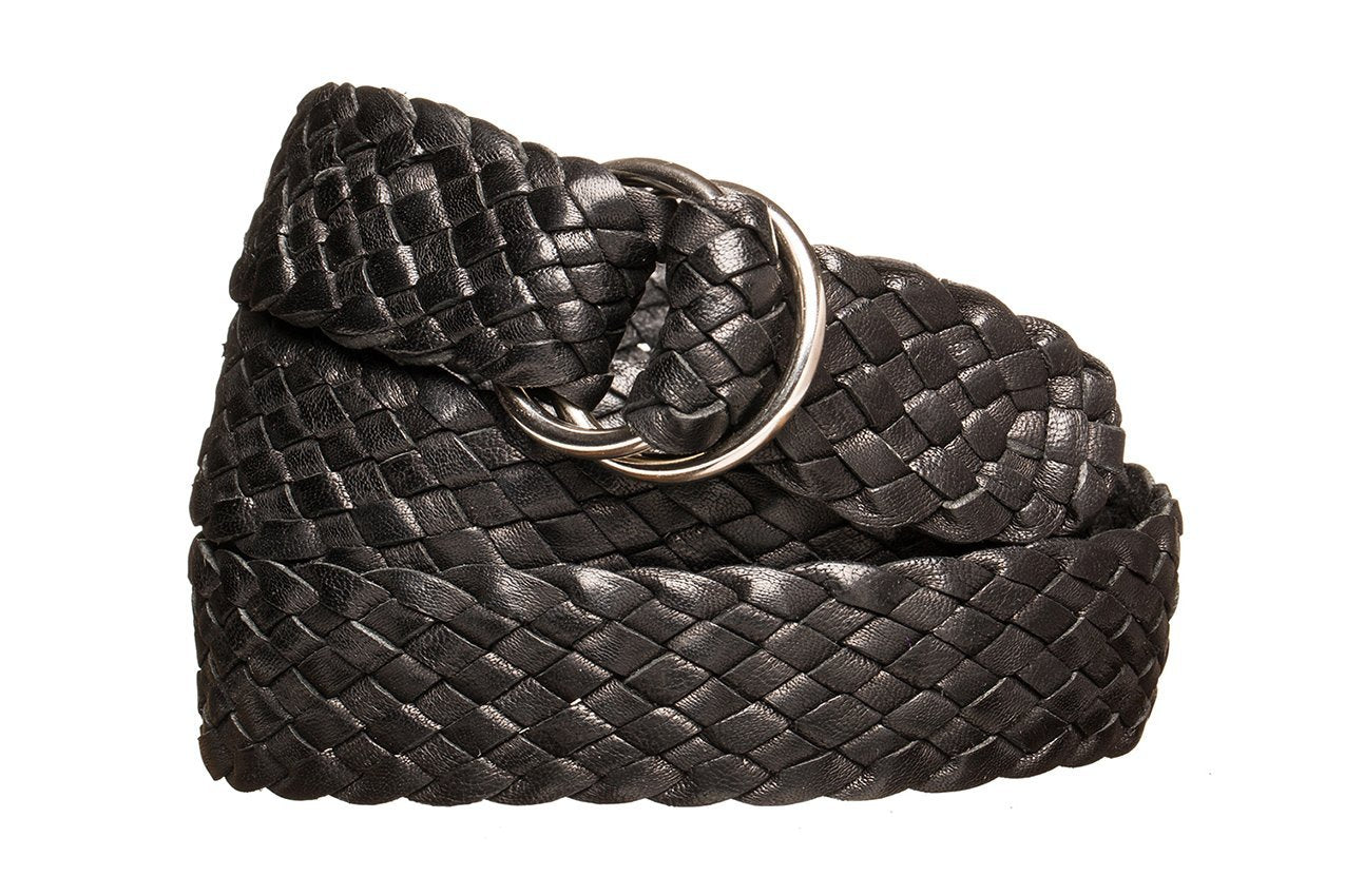 Braided Leather Belt Strand Black - Main Image